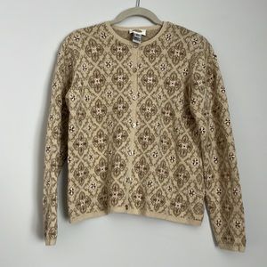 Talbots Floral Embroidery Knit Sweater Size Medium